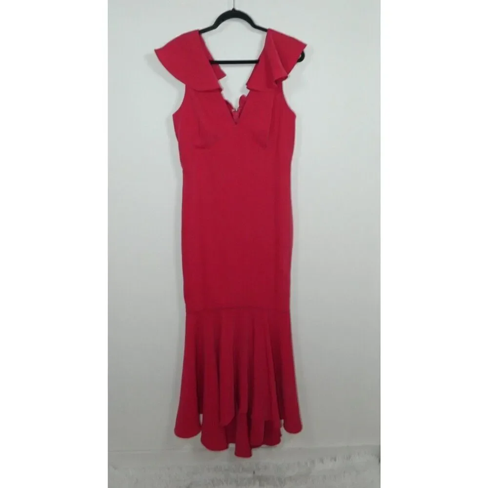 Sachin & Babi Dress Gown Size 10‎ Pink Ruffled Mason Mermaid Hem Prom Coquette